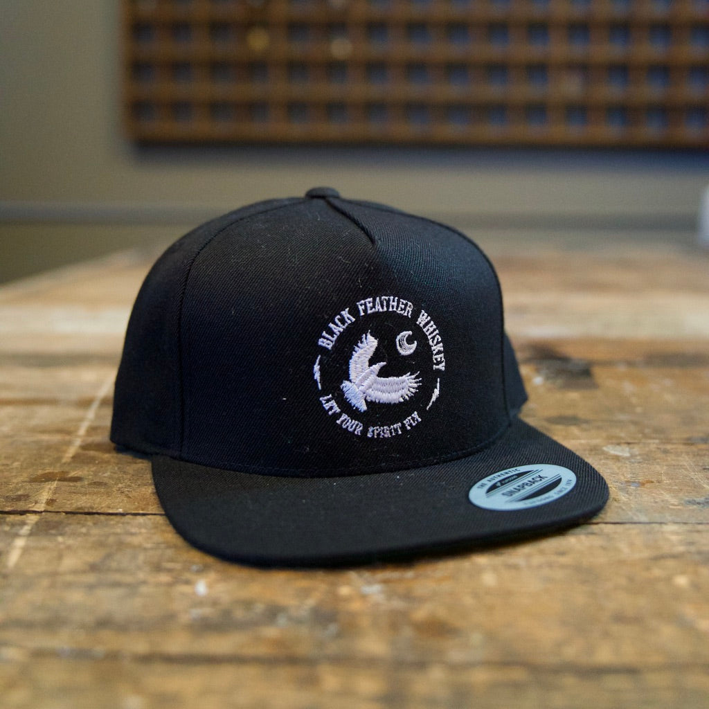 Black Feather Flat Brim Hat